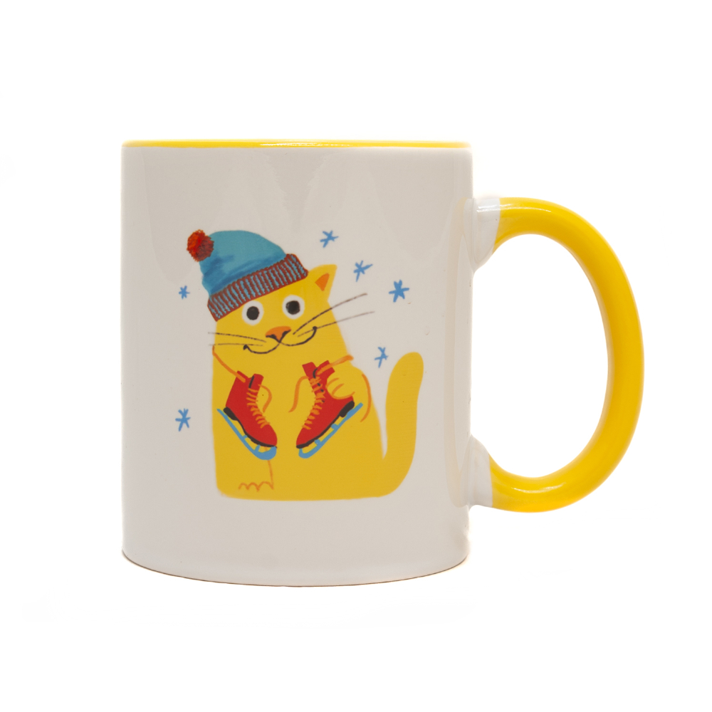 Кружка времена года с котиком и лого 1С, Зима