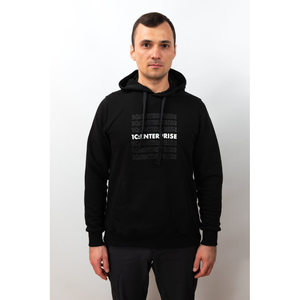 Худи-Кенгуру Черные "1С"